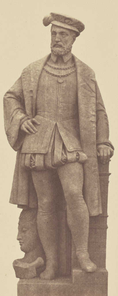 edouard Baldus:["Goujon", Statue by Gabriel Bernard Seurre, , Poster Print Wall Art