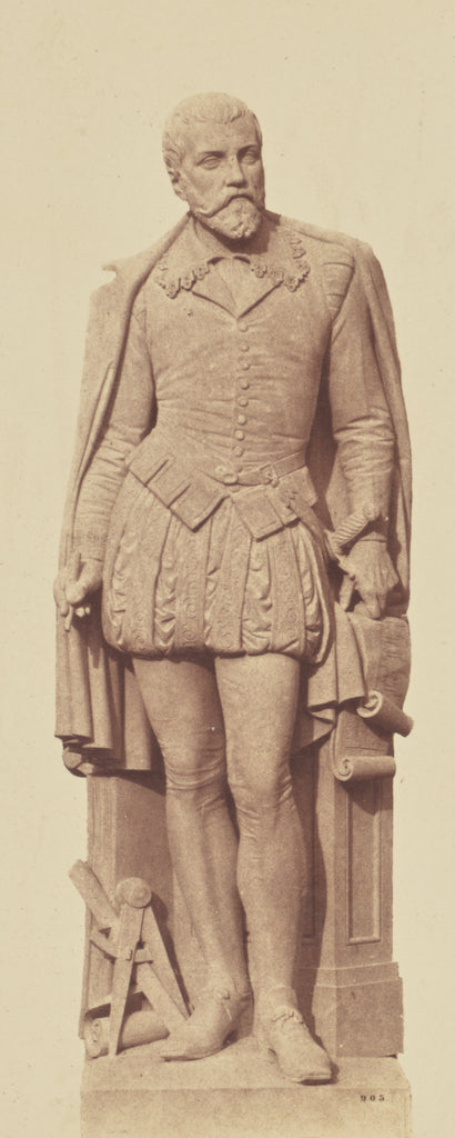 edouard Baldus:["Androuet du Cerceau", Statue by Georges DiÃ, Poster Print Wall Art