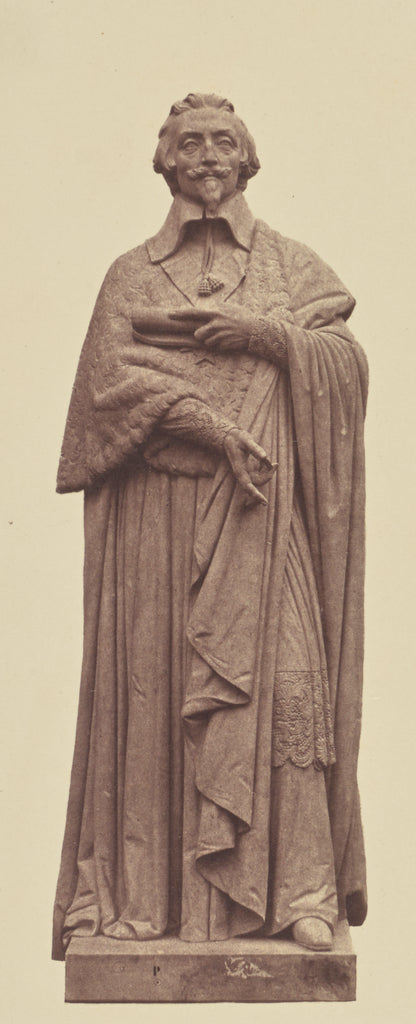 edouard Baldus:["Richelieu", Statue by Jean-Auguste Barre, D, Poster Print Wall Art