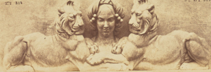 edouard Baldus:[Two Lions on Either Side of a Female Head by,16x12
