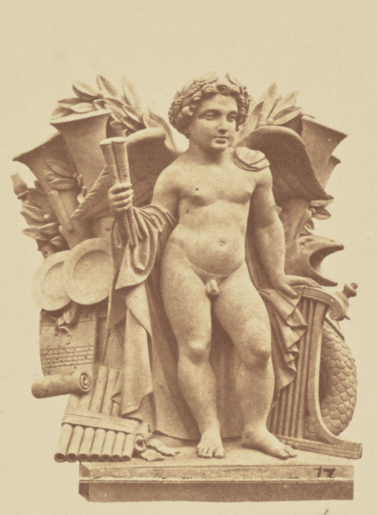 edouard Baldus:["La Musique", Sculpture by Henri Joseph Dani, Poster Print Wall Art