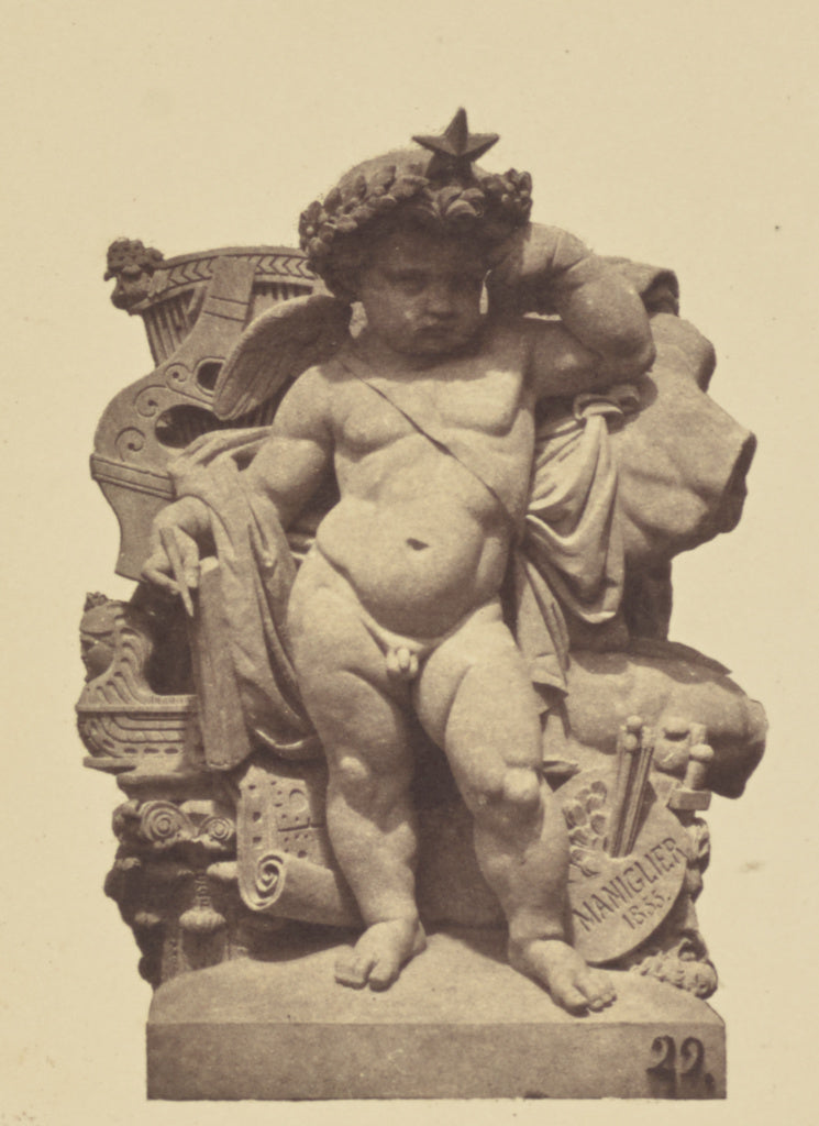 edouard Baldus:["Les Beaux-Arts", Sculpture by Henri-Charles, Poster Print Wall Art