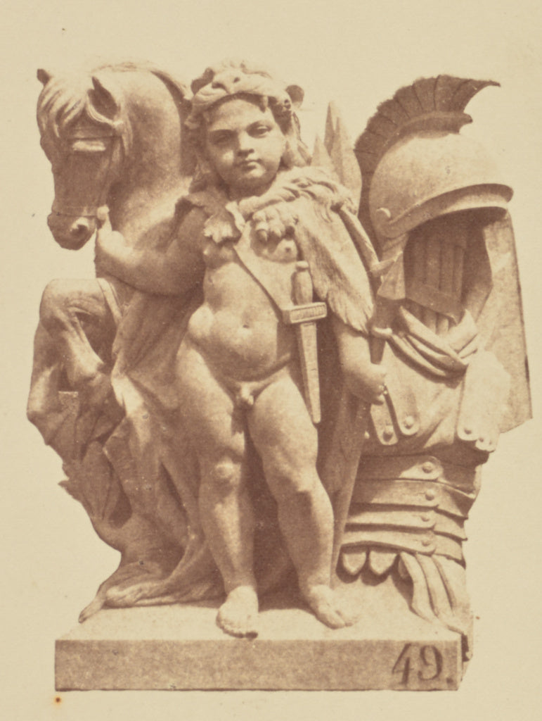 edouard Baldus:["Les Combats", Sculpture by Edme Sornet, Dec, Poster Print Wall Art