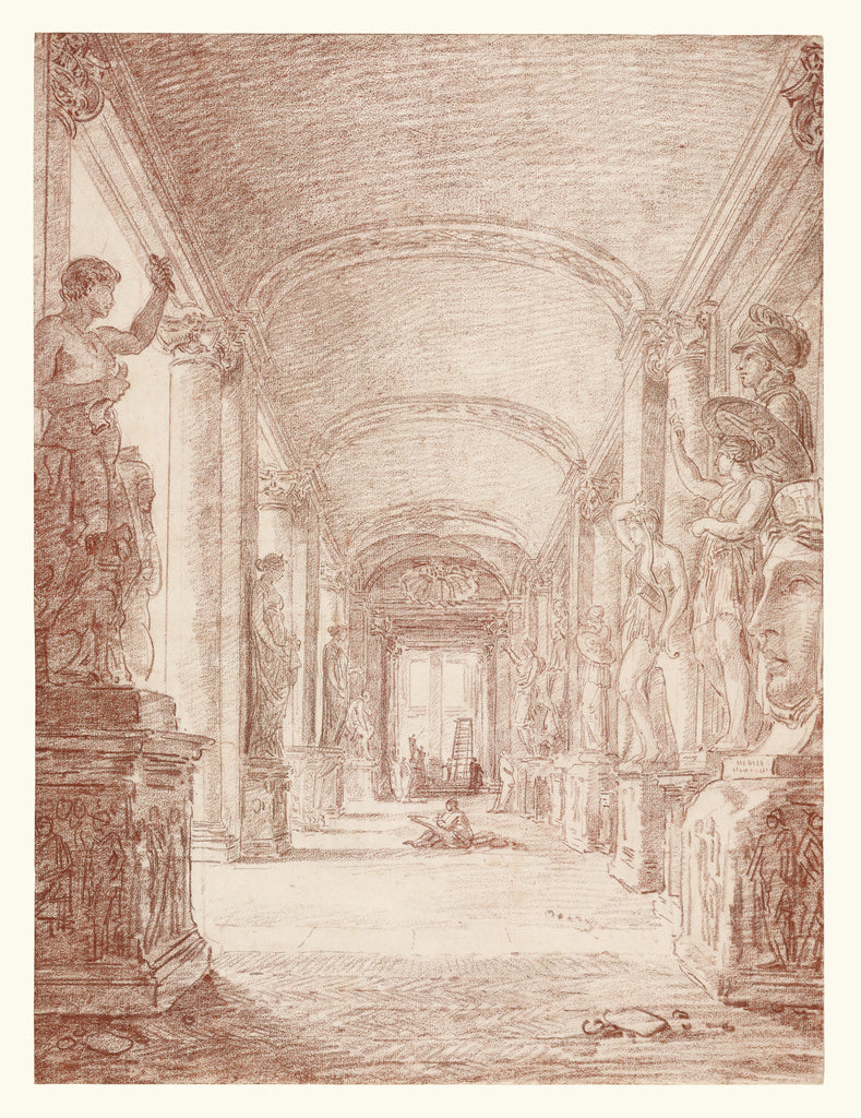 Hubert Robert:A Draftsman in the Capitoline Gallery, Poster Print Wall Art