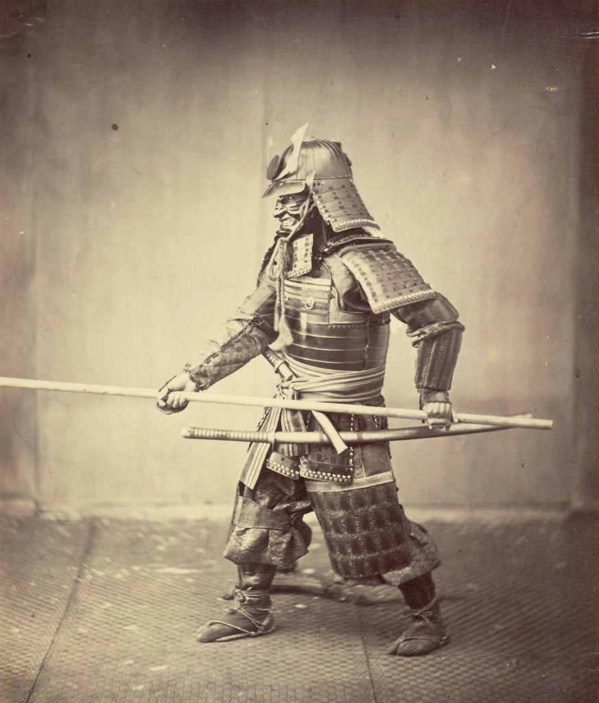 Felice Beato:Samurai with Jousting Pole, Poster Print Wall Art