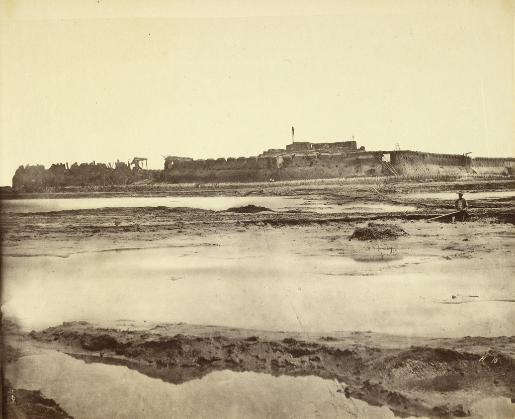Felice Beato:Exterior of North Fort on Peiho River, showing , Poster Print Wall Art
