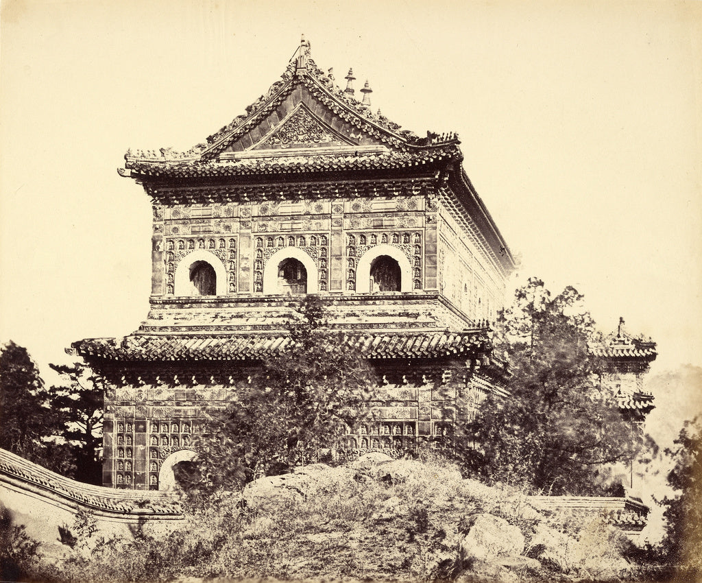 Felice Beato:The Great Imperial Porcelain Palace, Yuen-Ming-, Poster Print Wall Art