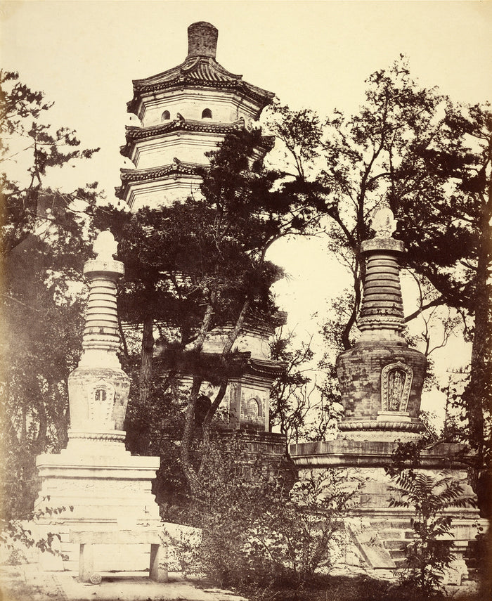 Felice Beato:[Pagoda up in the Hill, - Summer Palace, Yuen-M,16x12