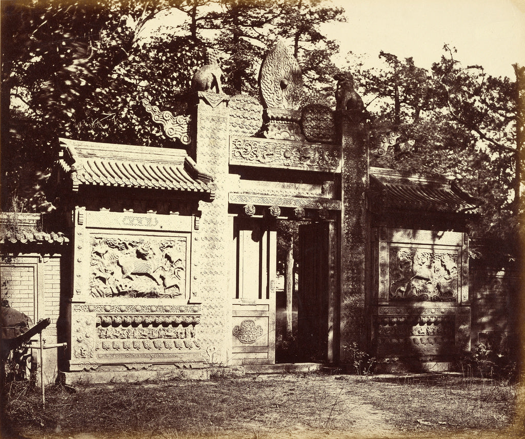 Felice Beato:[Exterior of the Tomb, Depot in Peking], Poster Print Wall Art