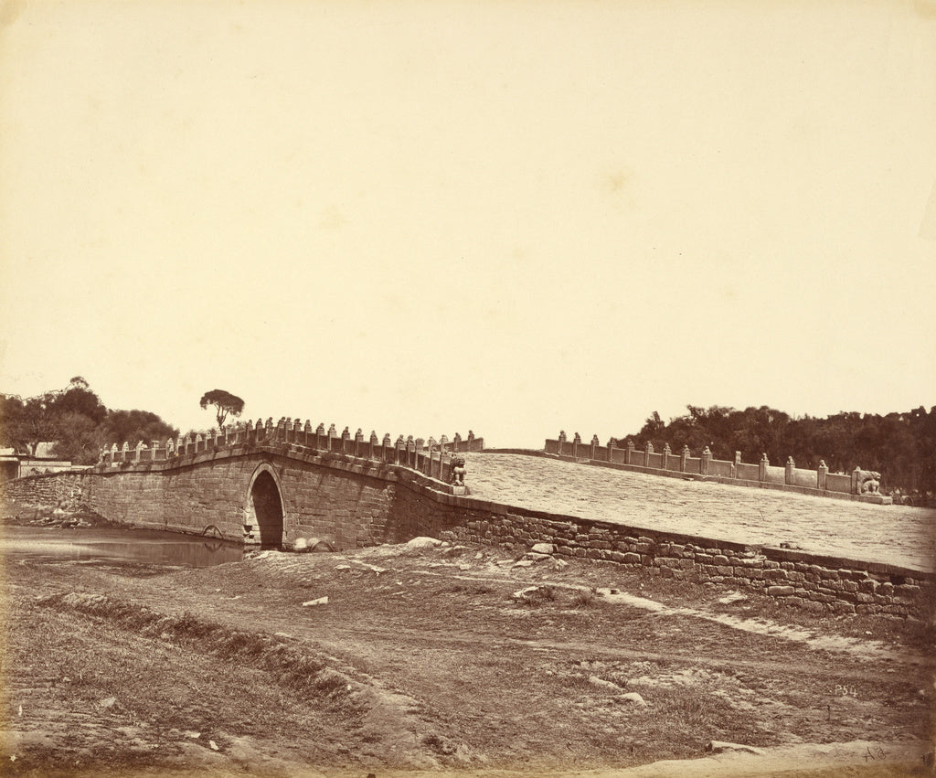 Felice Beato:Bridge of Pa-lu-chian, the Scene of the Fight w, Poster Print Wall Art