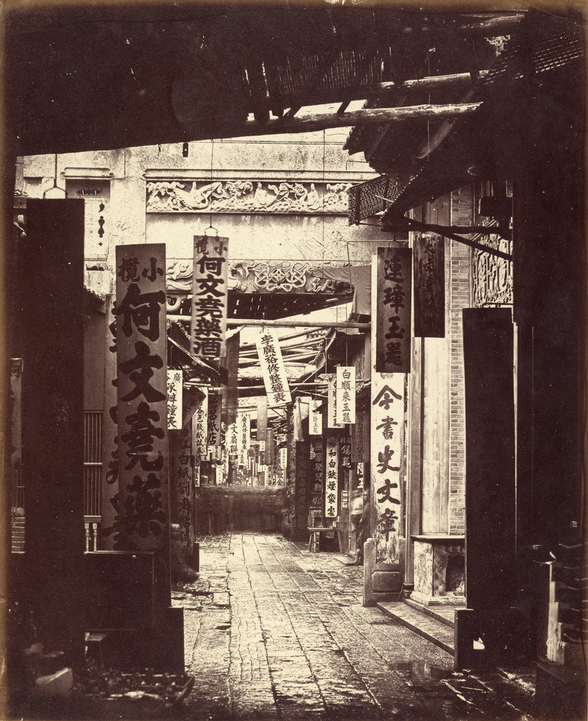 Felice Beato:Treasury Street, Canton, Poster Print Wall Art