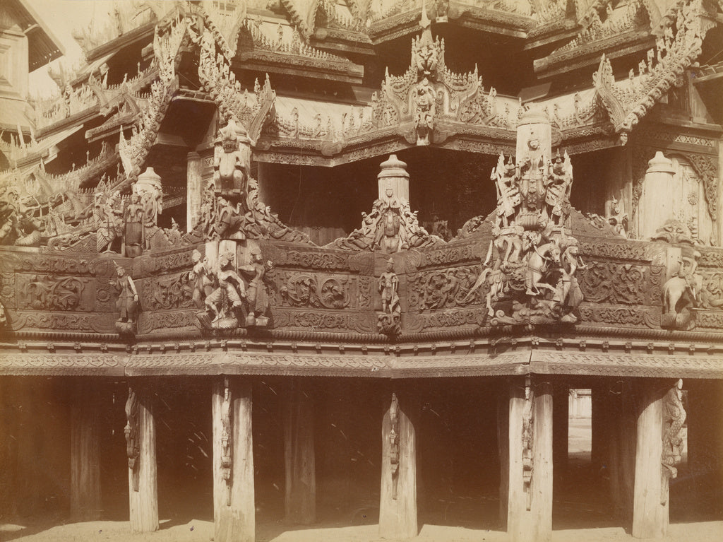 Felice Beato:Carving in Balcony,  Kyaung at Myingyan, Poster Print Wall Art