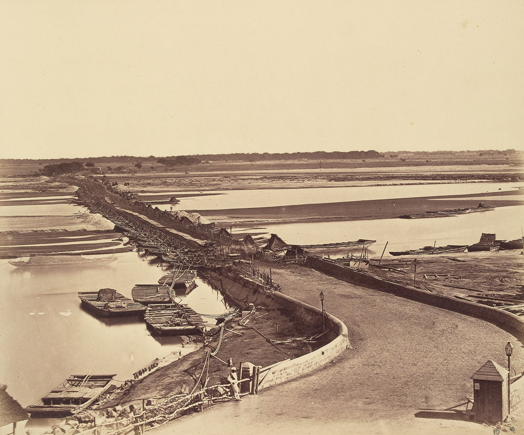 Felice Beato:Bridge of Boats over the Jumna, Taken from Luli, Poster Print Wall Art