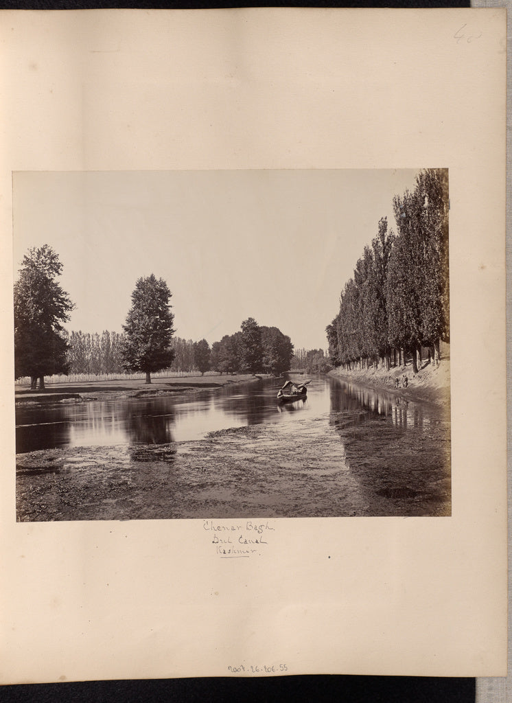 Samuel Bourne:Chenar Bagh, Dul Canal, Kashmir, Poster Print Wall Art