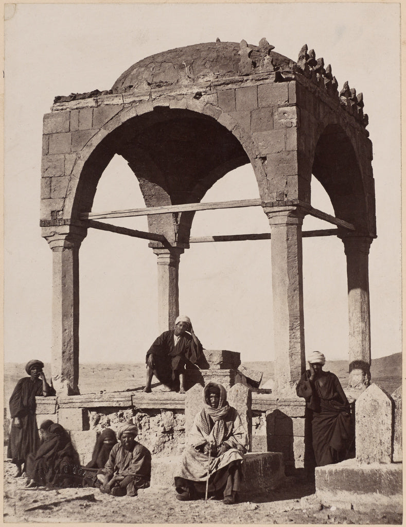 F. Meissner:[Group Portrait of Egyptians at a Ruin], Poster Print Wall Art