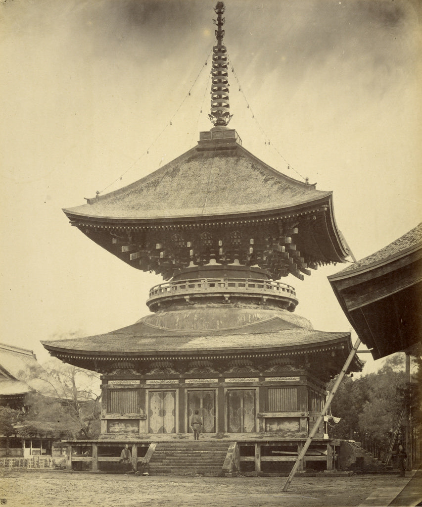 Felice Beato:[Single-storied Pagoda, Hachiman Shrine, Kamaku, Poster Print Wall Art