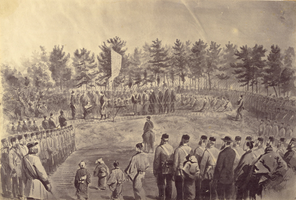 Felice Beato:[Photographic Copy of a Drawing of an Execution, Poster Print Wall Art