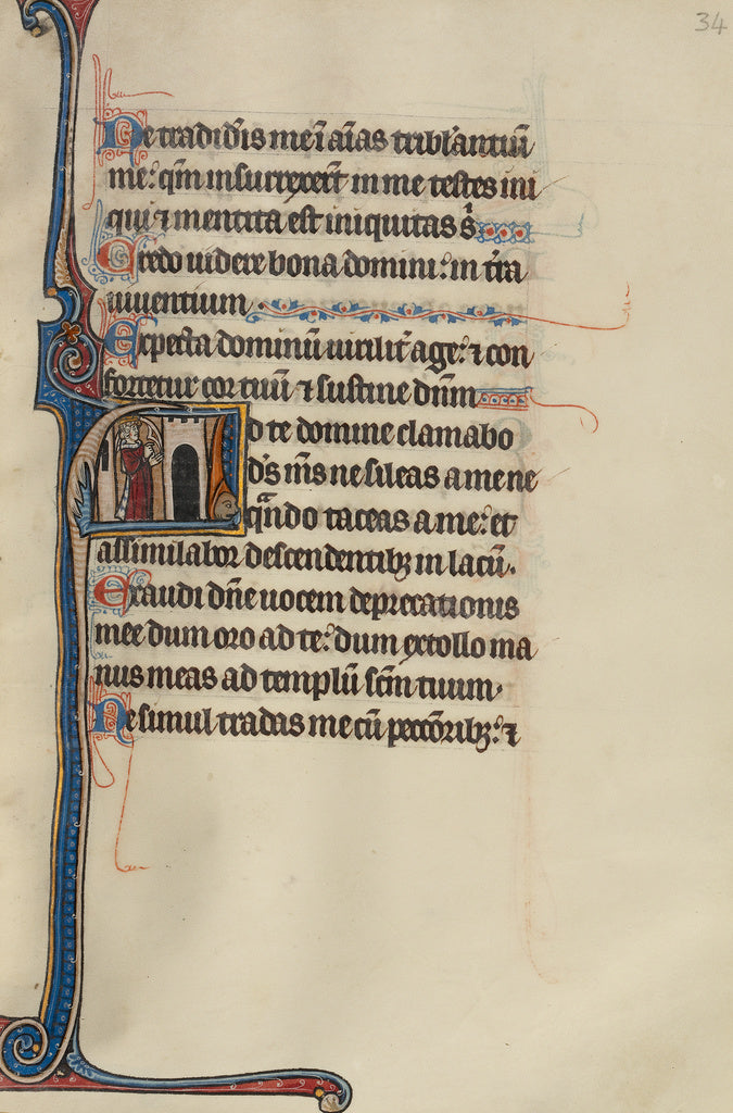 Bute Master:Initial A: David in the Temple, Poster Print Wall Art