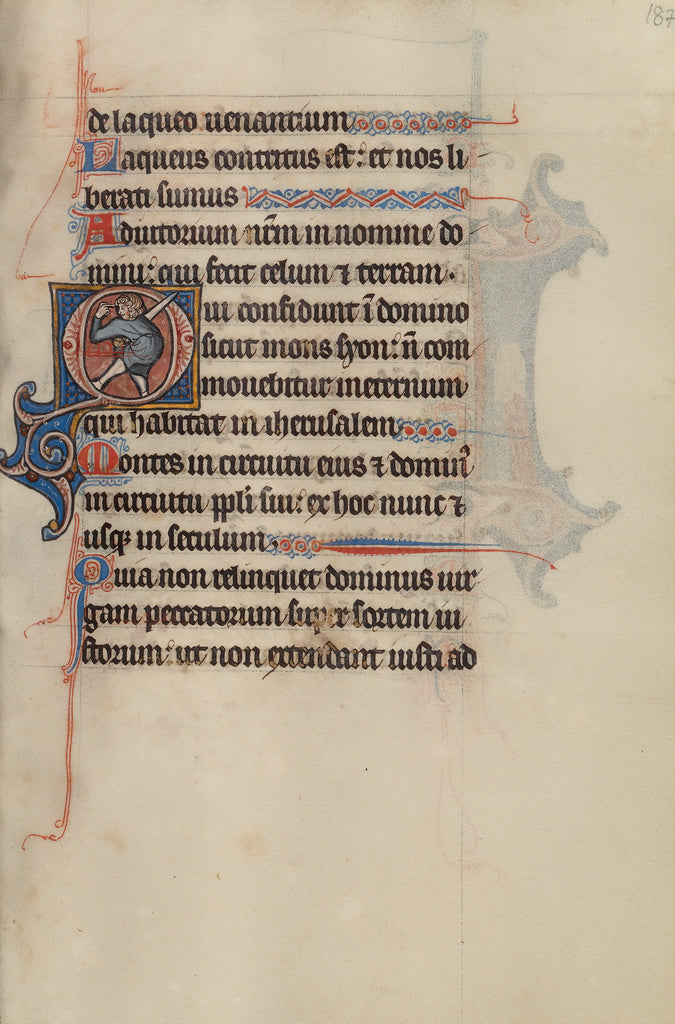 Bute Master:Initial O: A Man Holding a Sword and Pointing to, Poster Print Wall Art