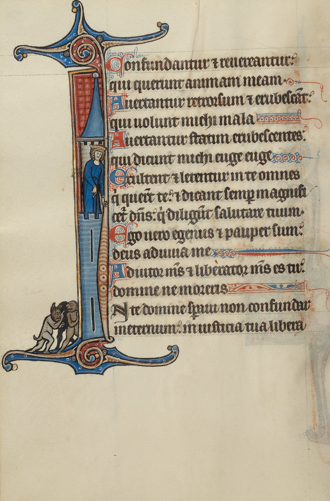 Bute Master:Initial I: David atop a Tower Pointing to Three , Poster Print Wall Art