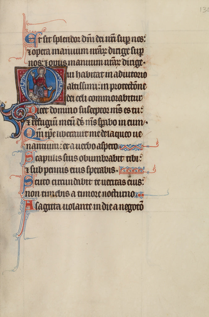 Bute Master:Initial O: Christ Enthroned with a Dragon and a ,16x12