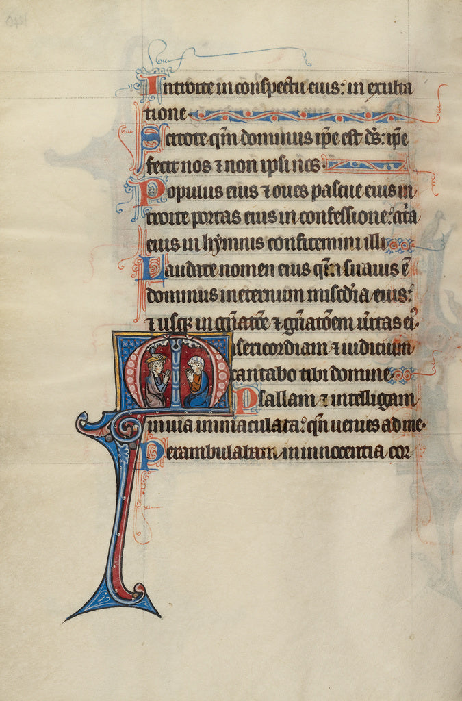 Bute Master:Initial M: Two Men Kneeling in Prayer, One Crown, Poster Print Wall Art