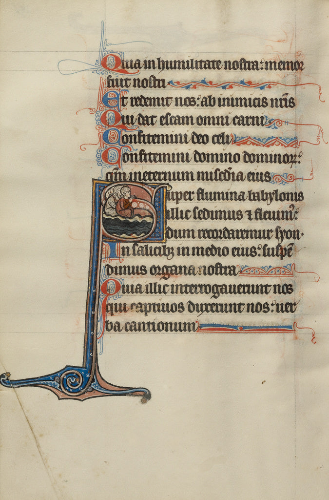 Bute Master:Initial S: Israelites Grieving on the Banks of a, Poster Print Wall Art