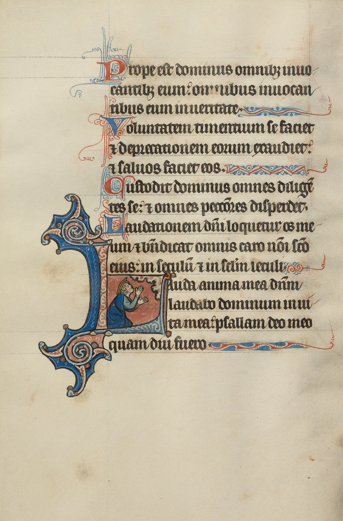 Bute Master:Initial L: A Kneeling King Raising His Hands to , Poster Print Wall Art