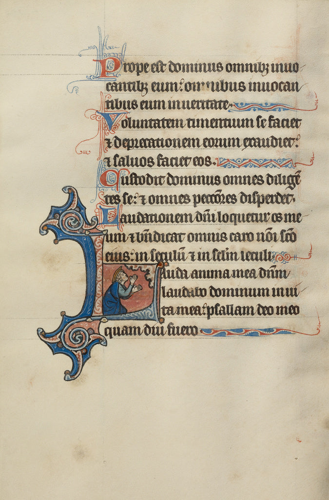Bute Master:Initial L: A Kneeling King Raising His Hands to ,16x12