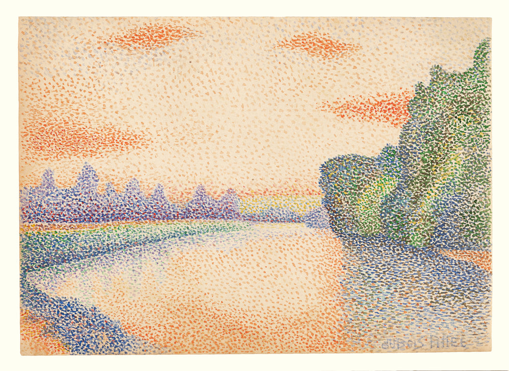 Albert Dubois-Pillet:The Banks of the Marne at Dawn, Poster Print Wall Art