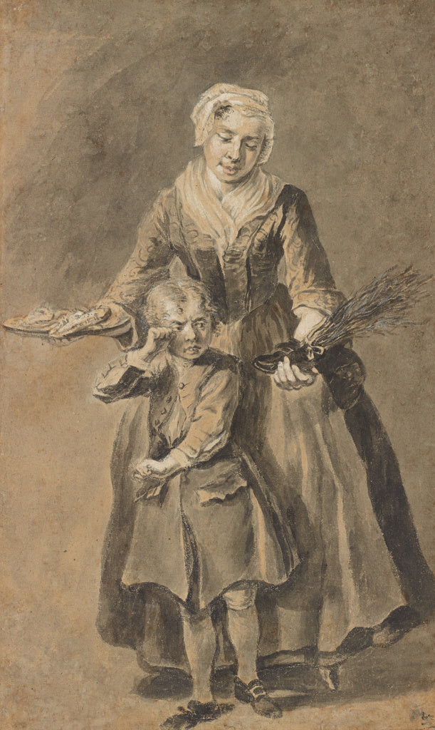 Cornelis Troost:A Mother Showing Her Weeping Son His Shoe of, Poster Print Wall Art