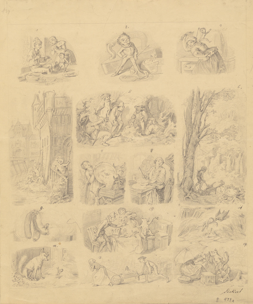 Oswald Adalbert Sickert:Fourteen Scenes Related to the Tale , Poster Print Wall Art