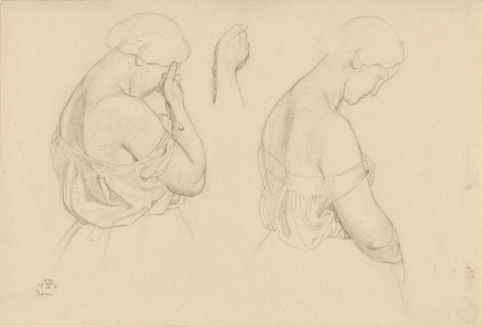 Friedrich Preller:Two Female Figures in Half-length and a St,16x12