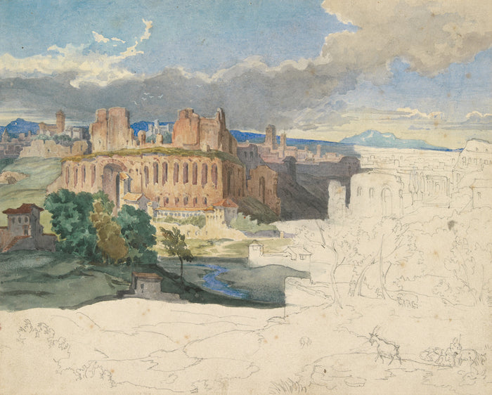 Carl Rottmann:The Ruins of the Imperial Palaces in Rome,16x12