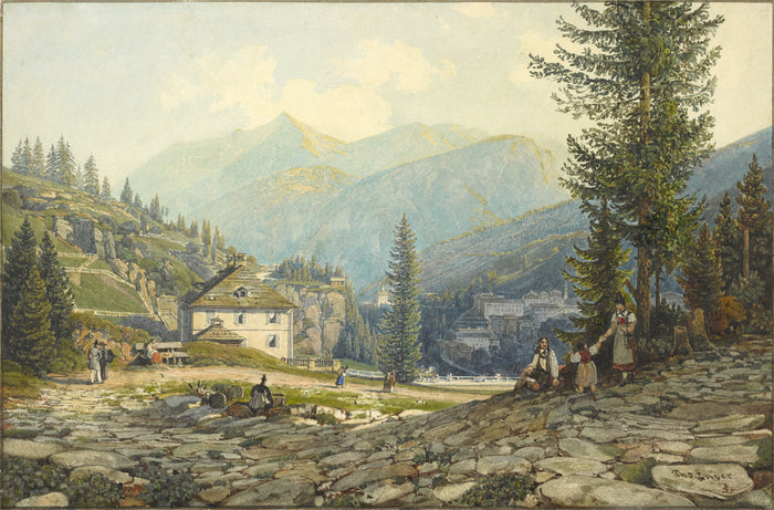 Thomas Ender:View of the Residence of Archduke Johann in Gas,16x12