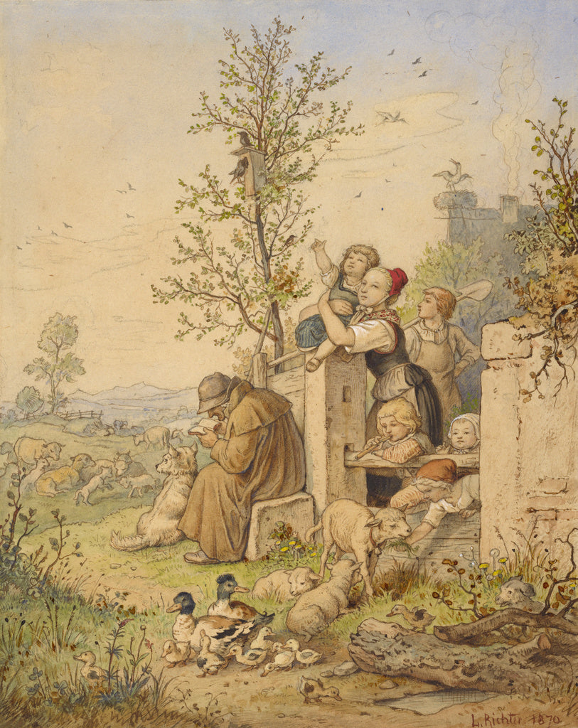 Ludwig Richter:Spring Has Arrived, Poster Print Wall Art