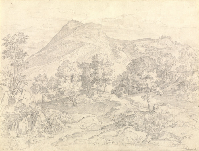 Heinrich Reinhold:A View of Civitella from the Serpentara ne,16x12