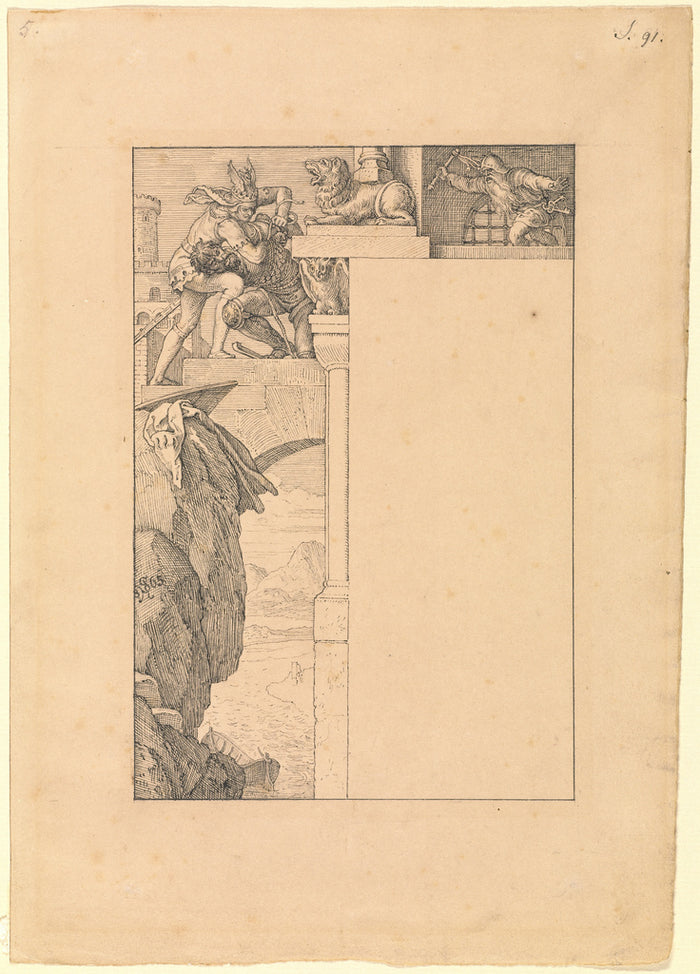 Julius Schnorr von Carolsfeld:Siegfried Battles with the Gat,16x12