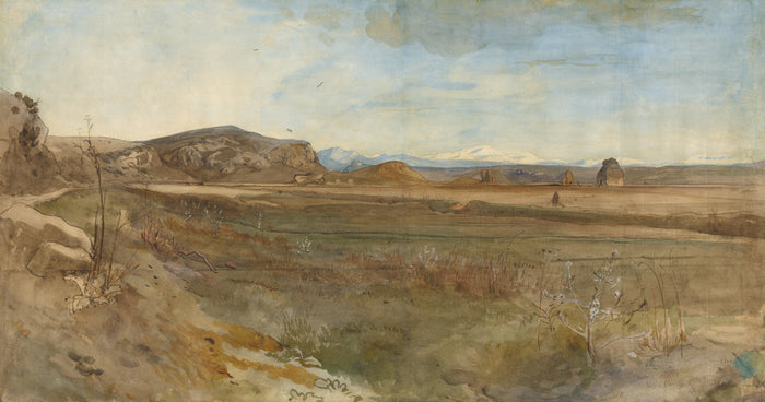 Franz Albert Venus:Campagna Landscape on the Via Flaminia,16x12