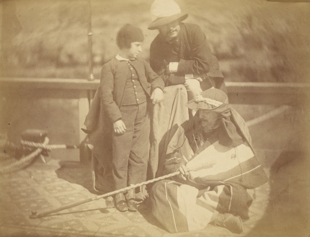 Théodule Devéria:[Group Portrait of Two Occidental Men and,16x12"(A3)Poster