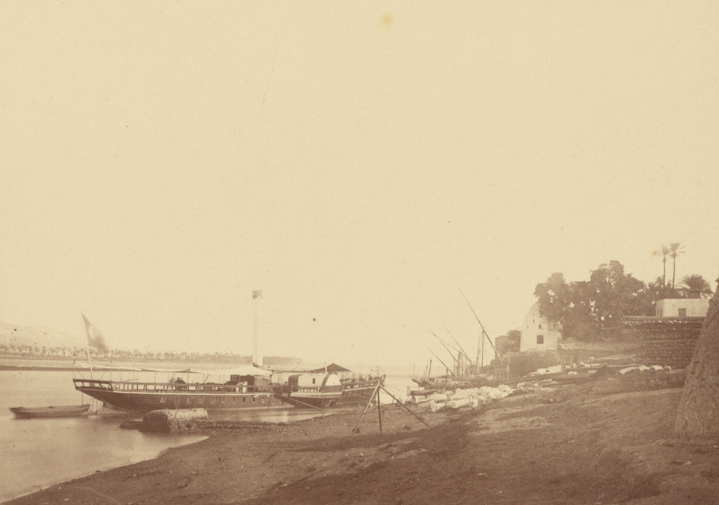 Théodule Devéria:[Boats on the Bank of the Nile],16x12"(A3)Poster
