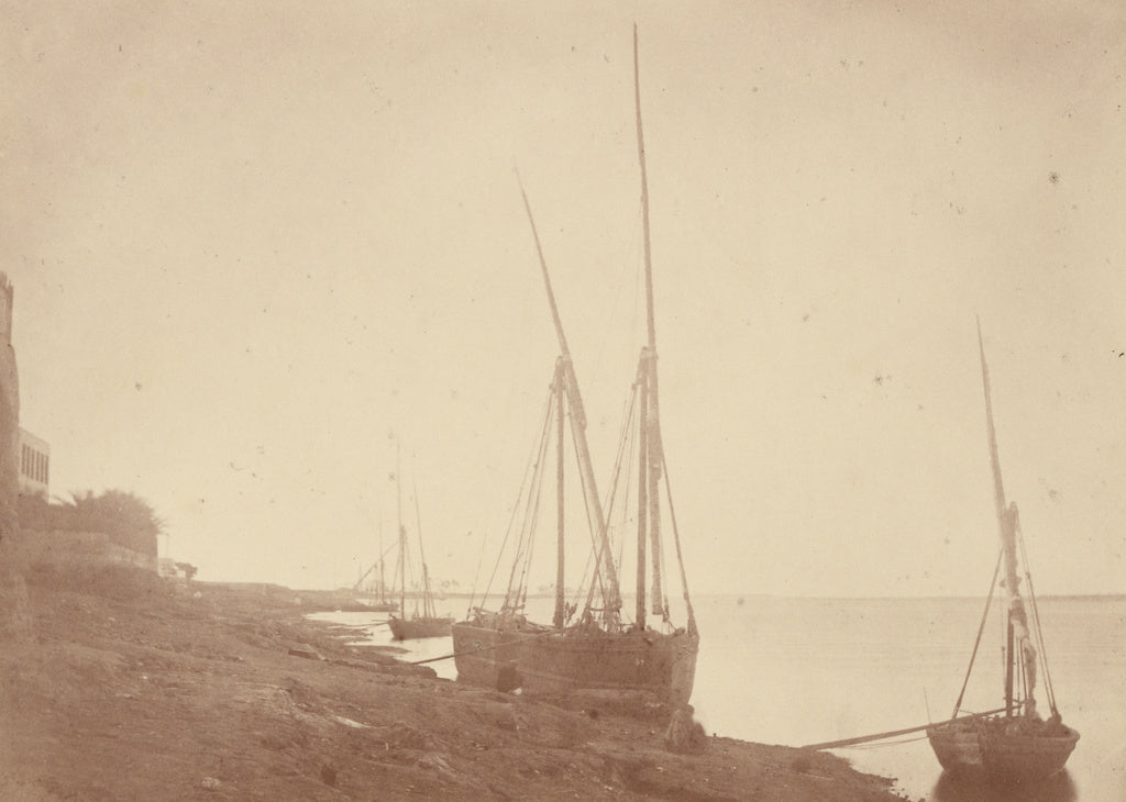 Théodule Devéria:[Sailing Boats on the Bank of the Nile], Poster Print Wall Art