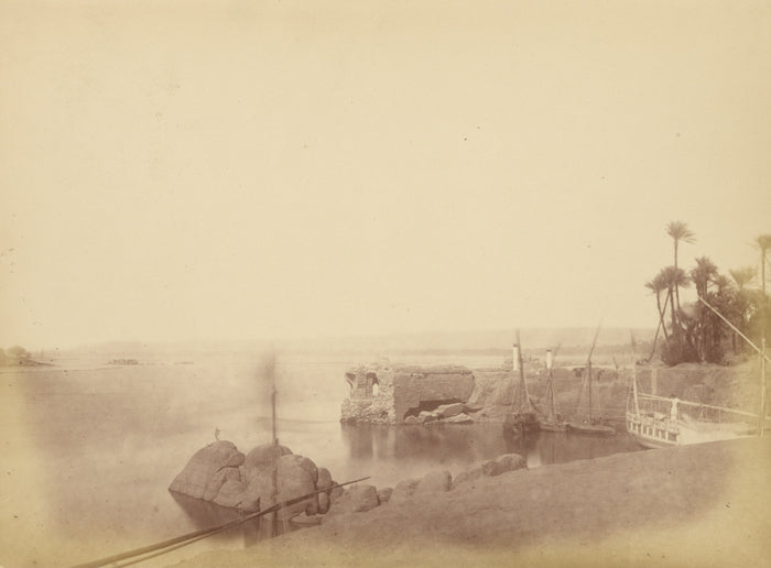 Théodule Devéria:[View of the Antique Port of Elephanta],16x12