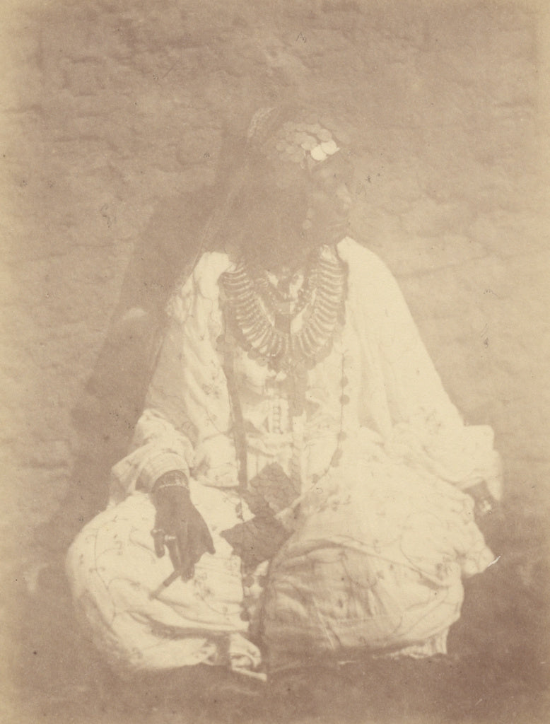 Théodule Devéria:[Portrait of a Native Woman Sitting Again, Poster Print Wall Art