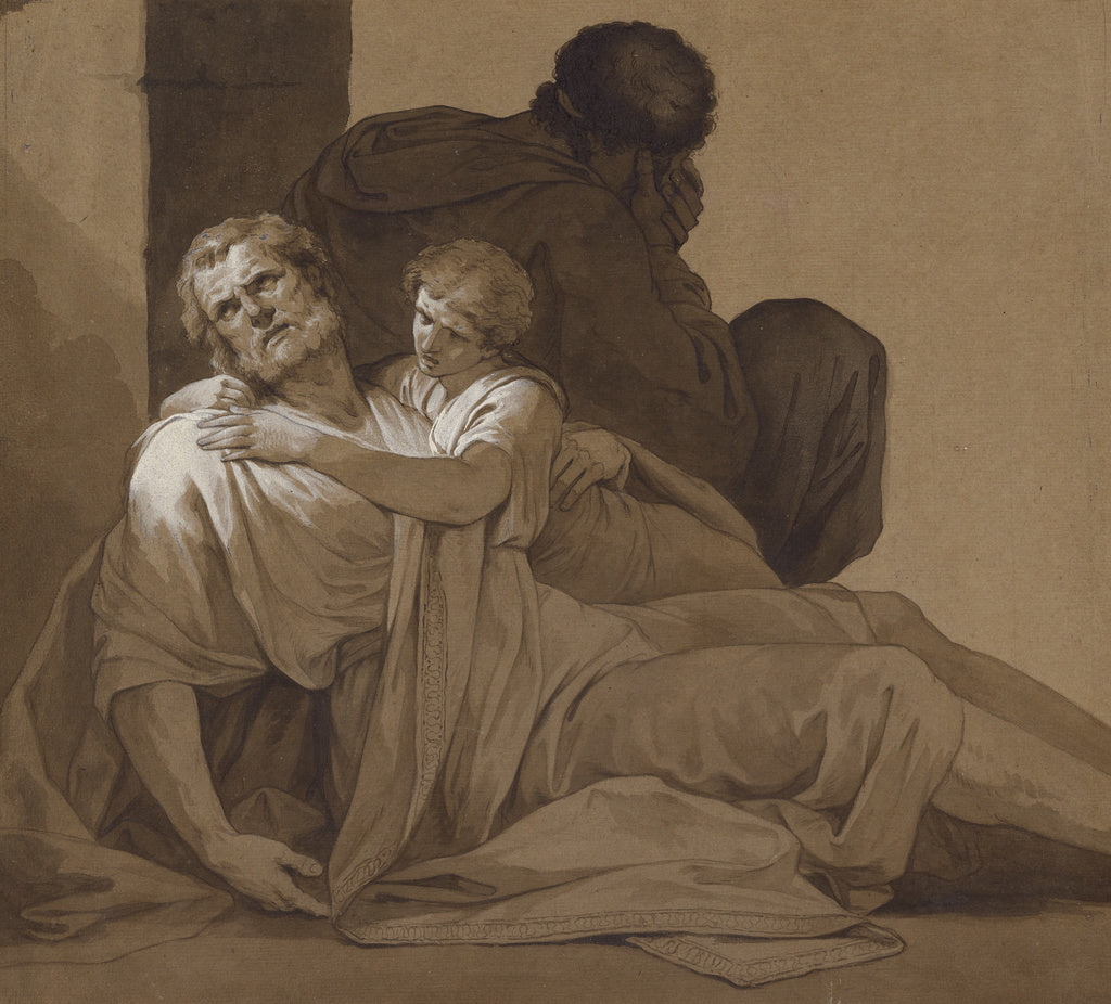 Jean-Francois-Pierre Peyron:Study for the Death of Socrates, Poster Print Wall Art