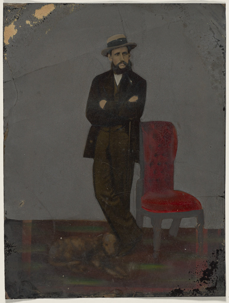 Unknown Artist:[Portrait of man and dog], Poster Print Wall Art