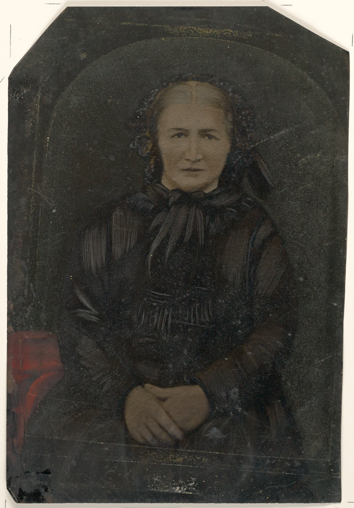 Unknown Artist:[Portrait of woman in black bonnet], Poster Print Wall Art