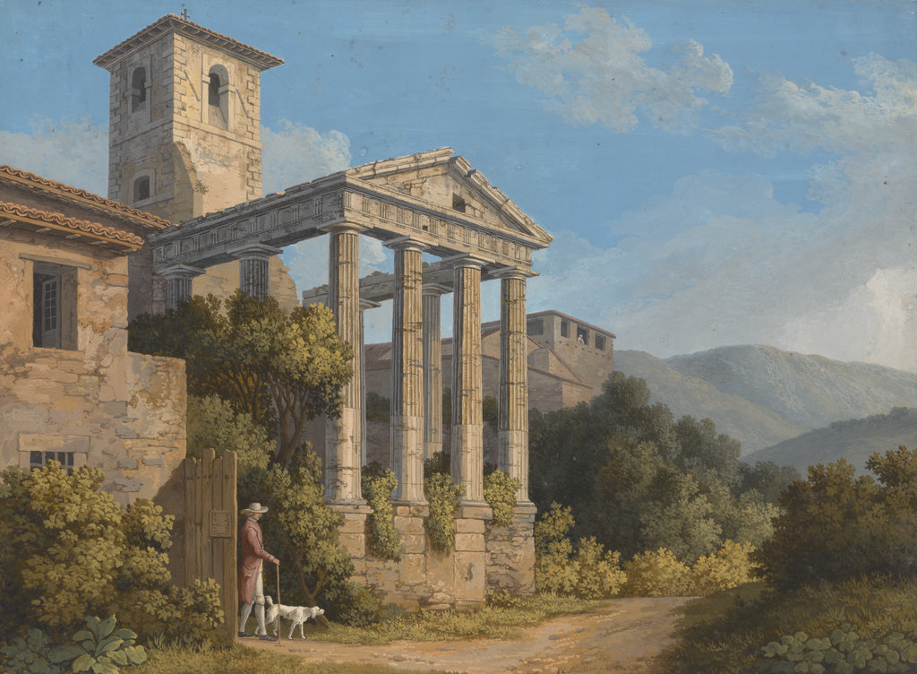 Jakob Philipp Hackert:The Temple of Hercules in Cori near Ve, Poster Print Wall Art