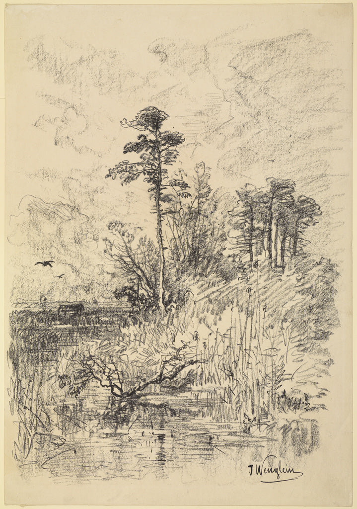 Josef Wenglein:River Landscape, Poster Print Wall Art