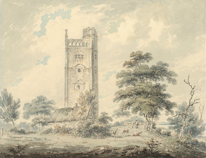 Edward Dayes:Freston Tower, Suffolk,16x12